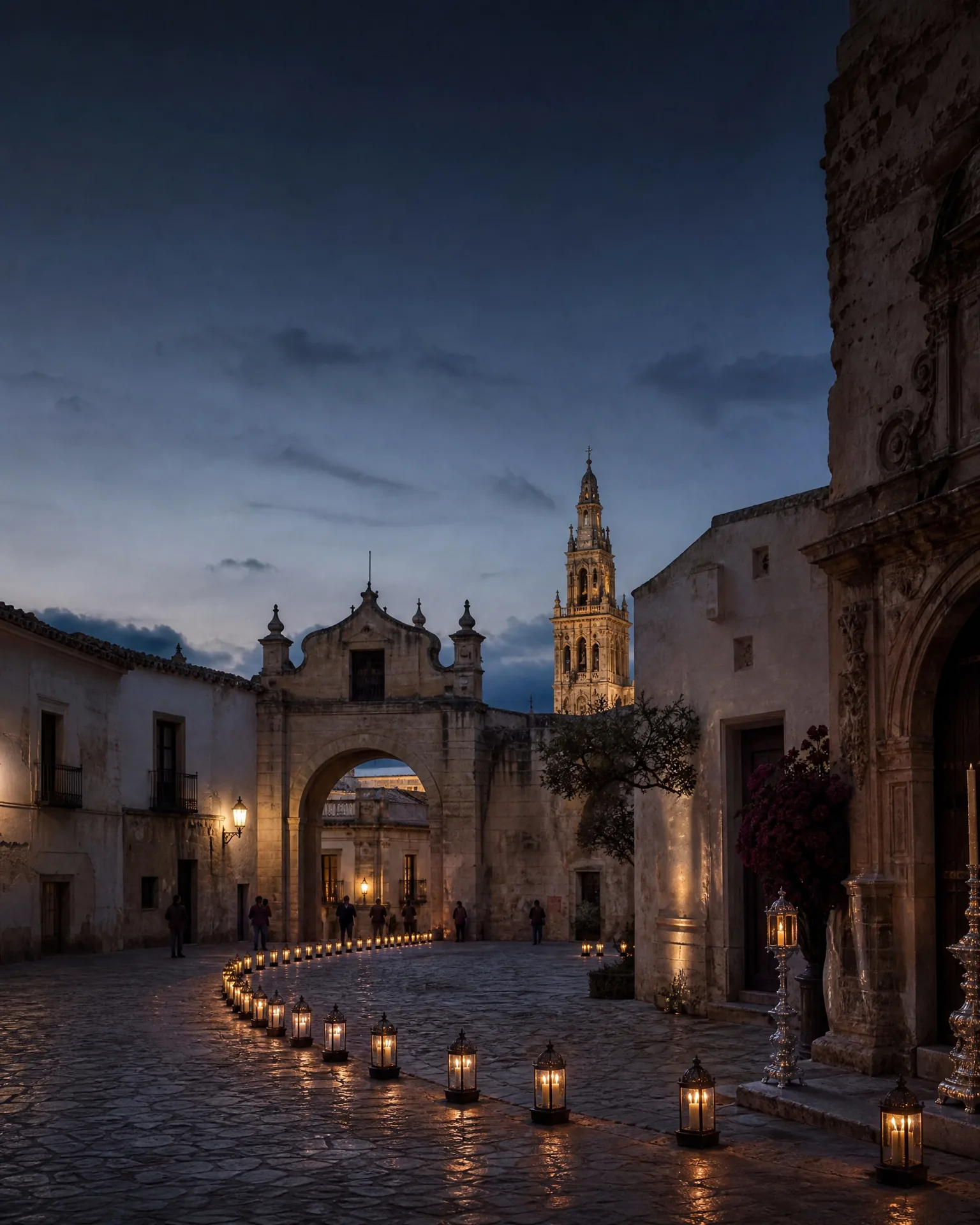 Plaza española al atardecer